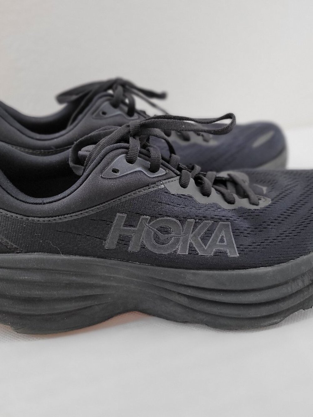 Hoka One One Bondi 8 Women 11 B Narrow All Black Triple Black VGC Running Shoes